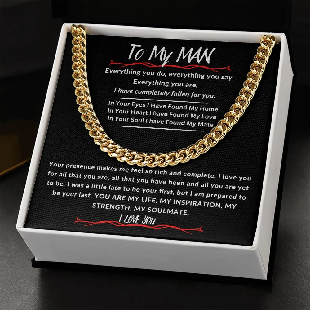 To My Man Cuban Link Chain Gift For Husband, Boyfriend, Partner