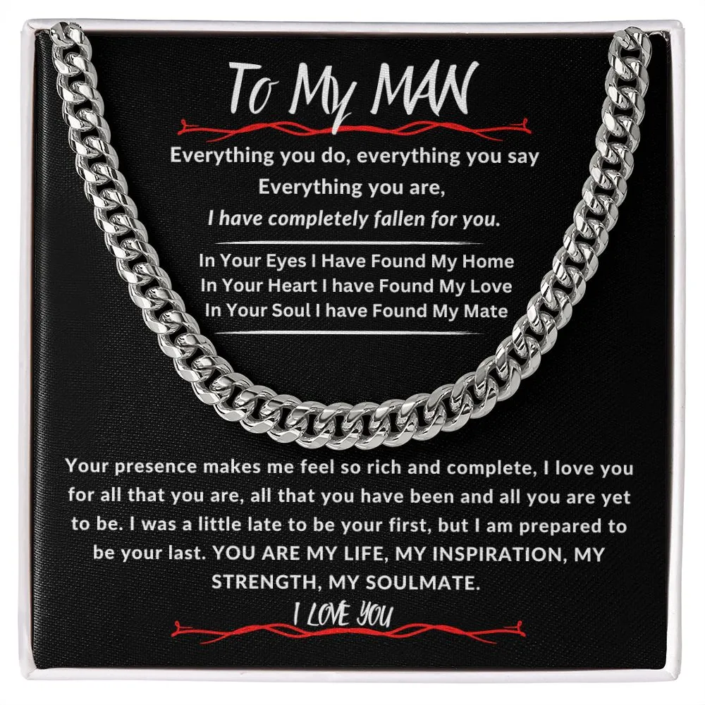 To My Man Cuban Link Chain Gift For Husband, Boyfriend, Partner