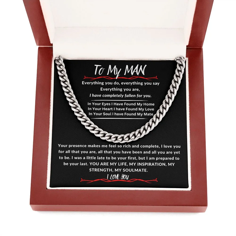 To My Man Cuban Link Chain Gift For Husband, Boyfriend, Partner