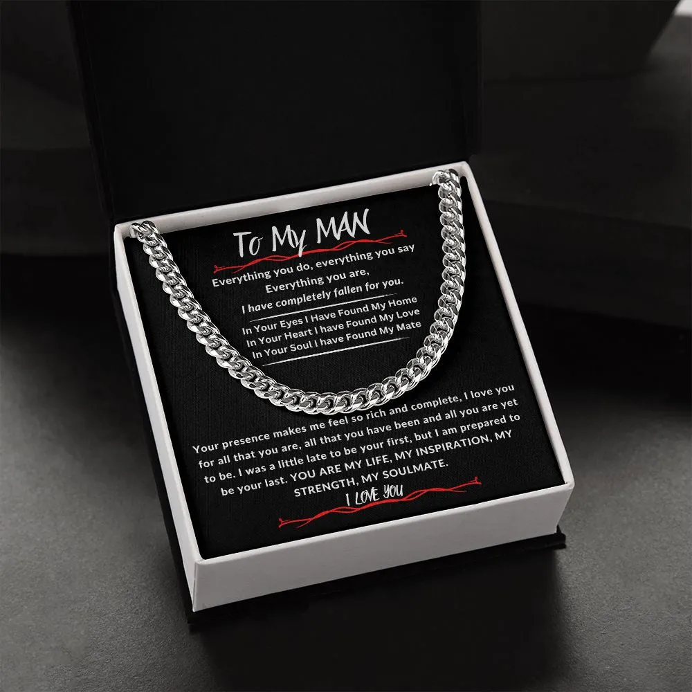 To My Man Cuban Link Chain Gift For Husband, Boyfriend, Partner