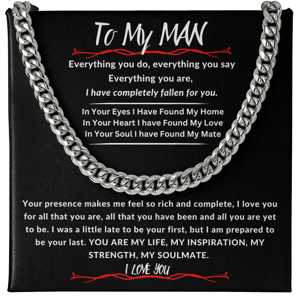 To My Man Cuban Link Chain Gift For Husband, Boyfriend, Partner