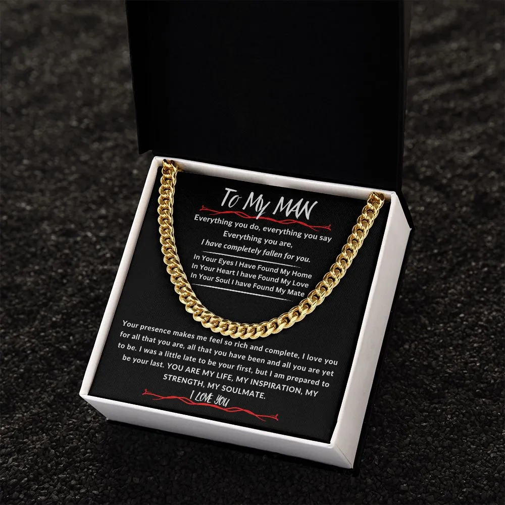 To My Man Cuban Link Chain Gift For Husband, Boyfriend, Partner