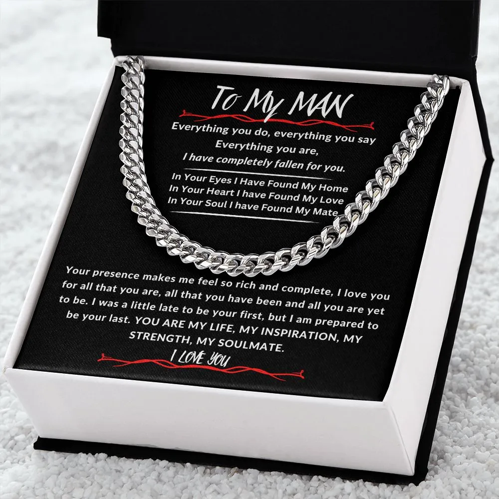 To My Man Cuban Link Chain Gift For Husband, Boyfriend, Partner