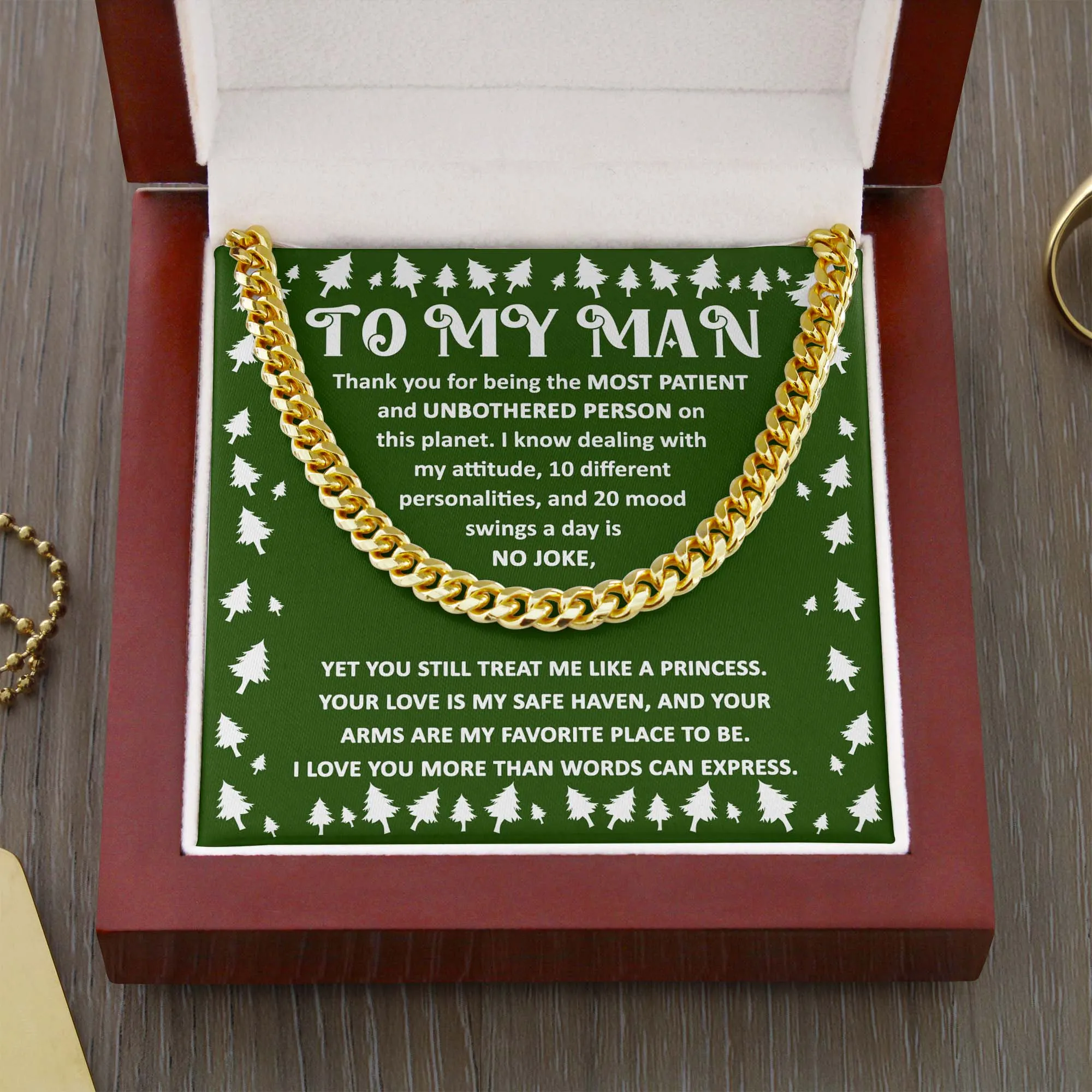 To My Man Love You More Than Words Can Express Cuban Link Chain, Gift For Him