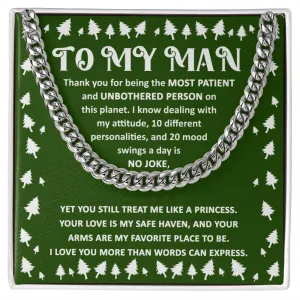 To My Man Love You More Than Words Can Express Cuban Link Chain, Gift For Him