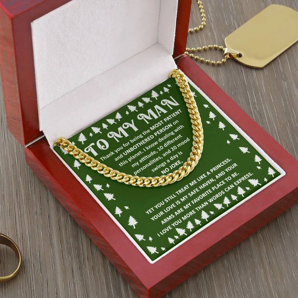 To My Man Love You More Than Words Can Express Cuban Link Chain, Gift For Him