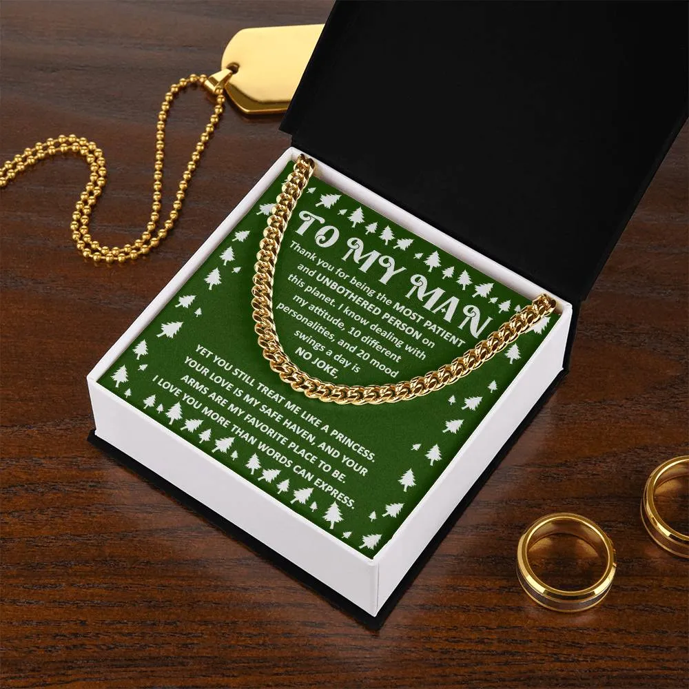 To My Man Love You More Than Words Can Express Cuban Link Chain, Gift For Him