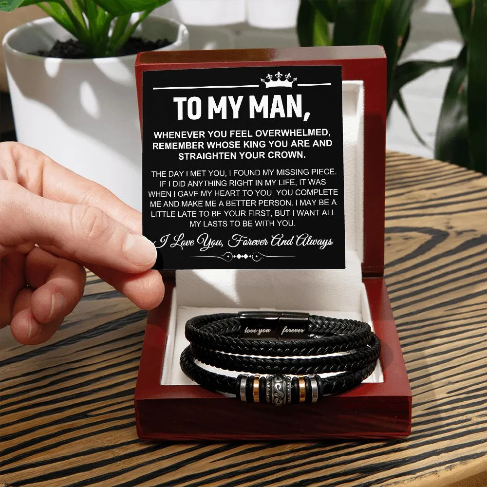 To My Man - My Missing Piece - "Love You Forever" Bracelet