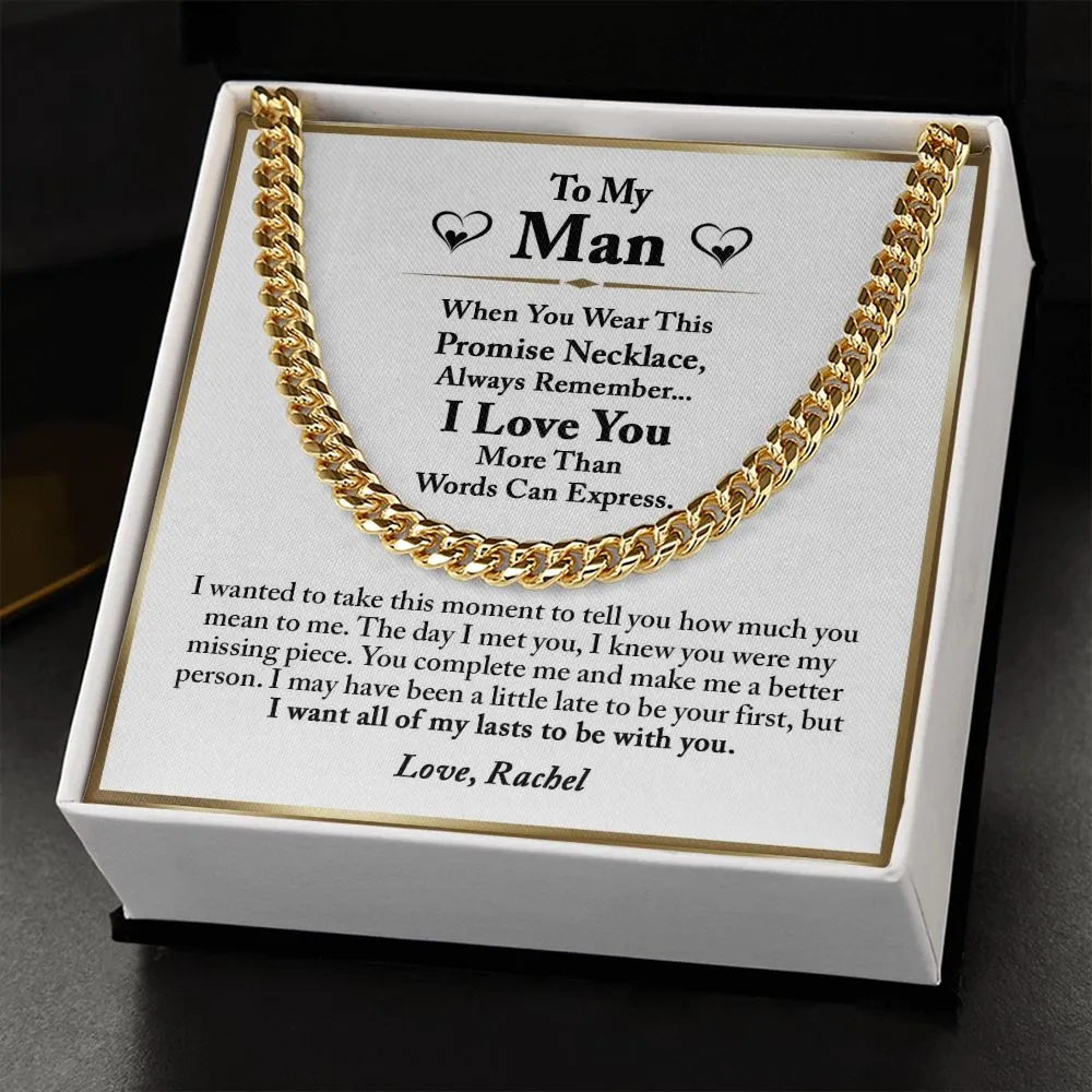 To My Man Promise Necklace Gifts for Him, Romantic Gifts For Him