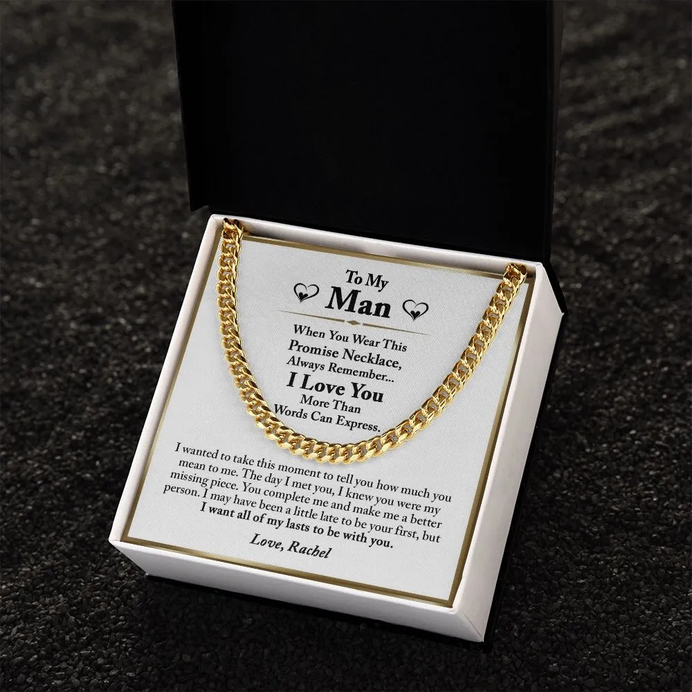 To My Man Promise Necklace Gifts for Him, Romantic Gifts For Him