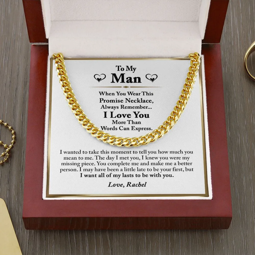To My Man Promise Necklace Gifts for Him, Romantic Gifts For Him