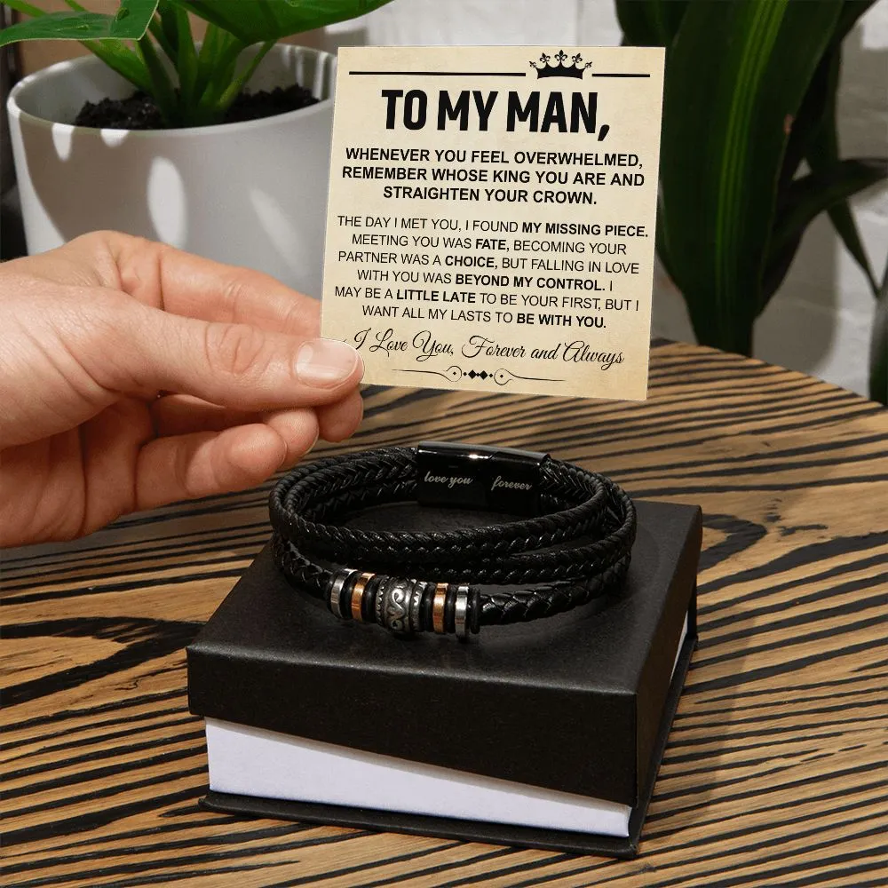 To My Man - You Are My Missing Piece - "Love You Forever" Bracelet