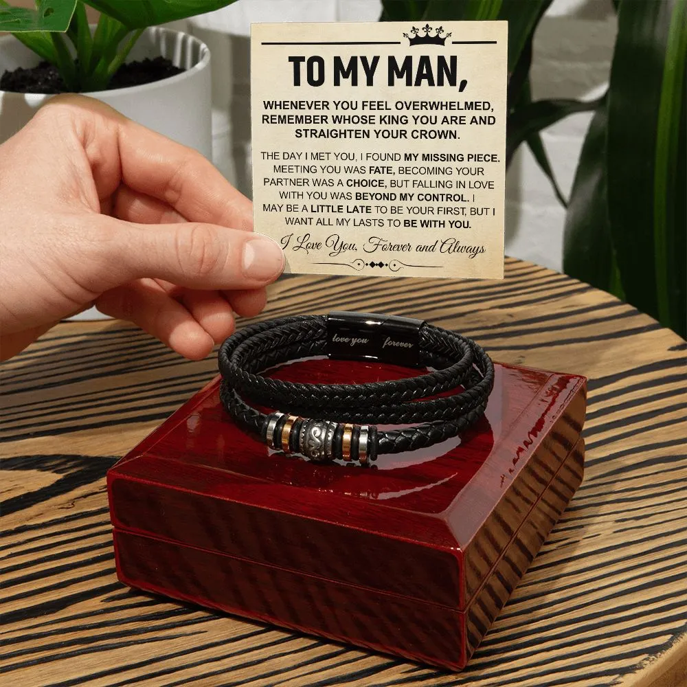 To My Man - You Are My Missing Piece - "Love You Forever" Bracelet