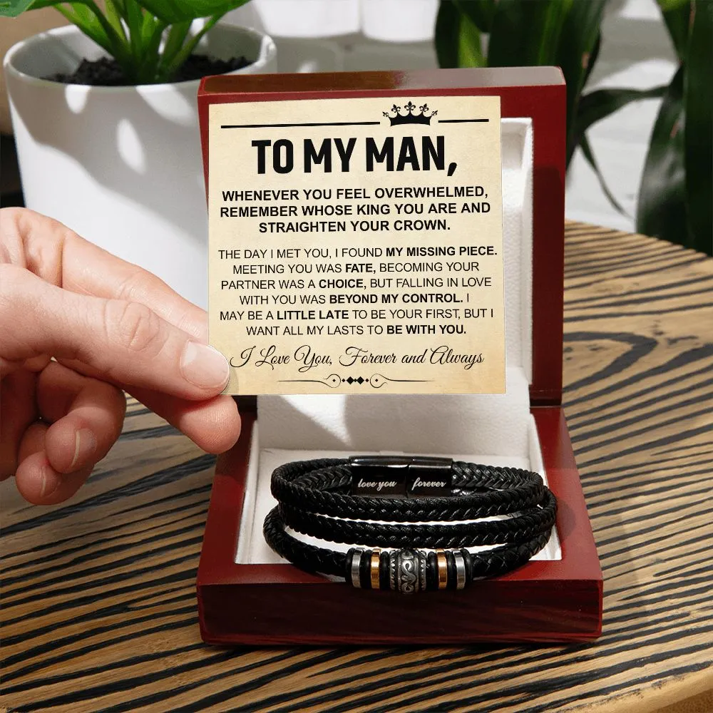 To My Man - You Are My Missing Piece - "Love You Forever" Bracelet