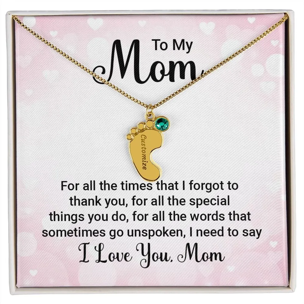 To My Mom l Baby Feet Necklace with Birthstone
