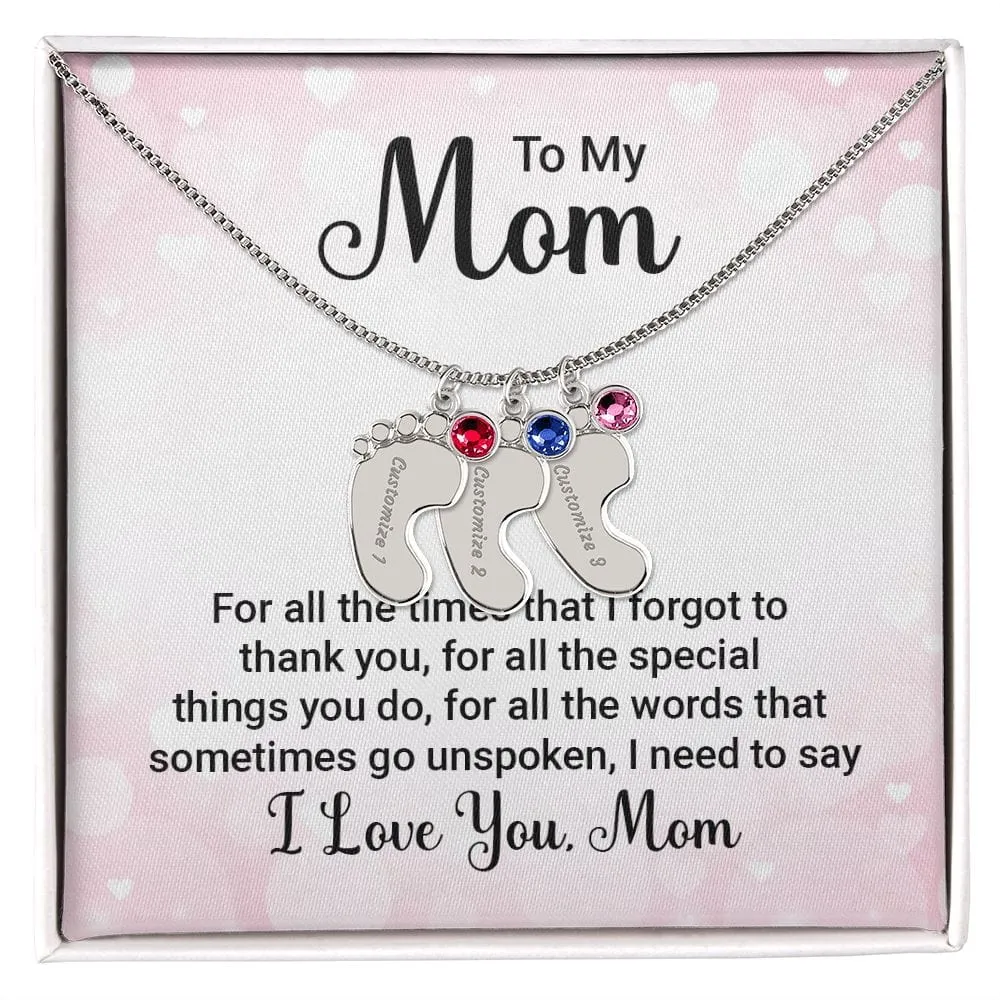 To My Mom l Baby Feet Necklace with Birthstone