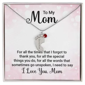 To My Mom l Baby Feet Necklace with Birthstone