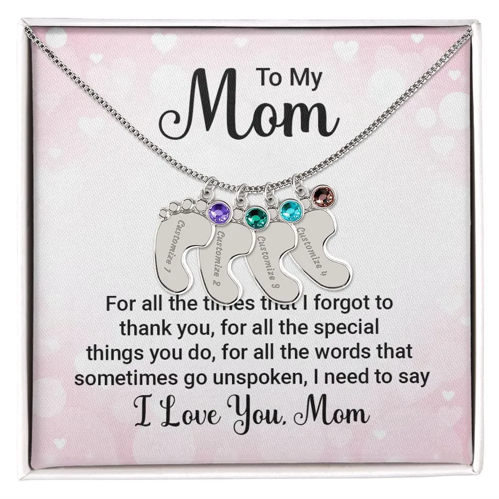 To My Mom l Baby Feet Necklace with Birthstone