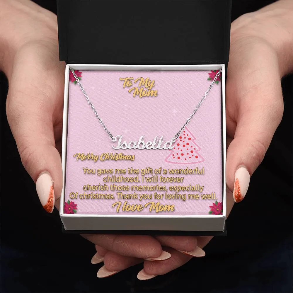 To My Mom l Merry Christmas - Personalise Name Necklace
