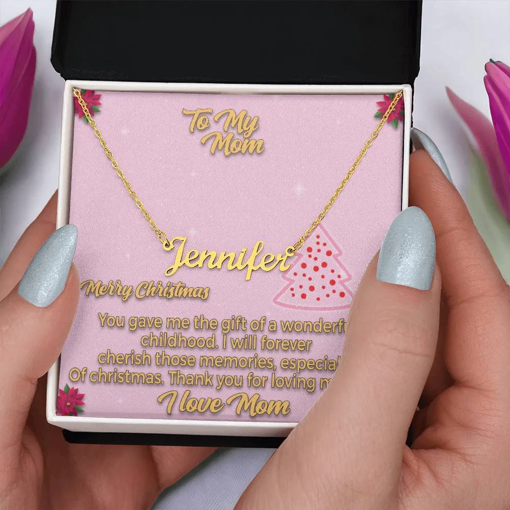 To My Mom l Merry Christmas - Personalise Name Necklace