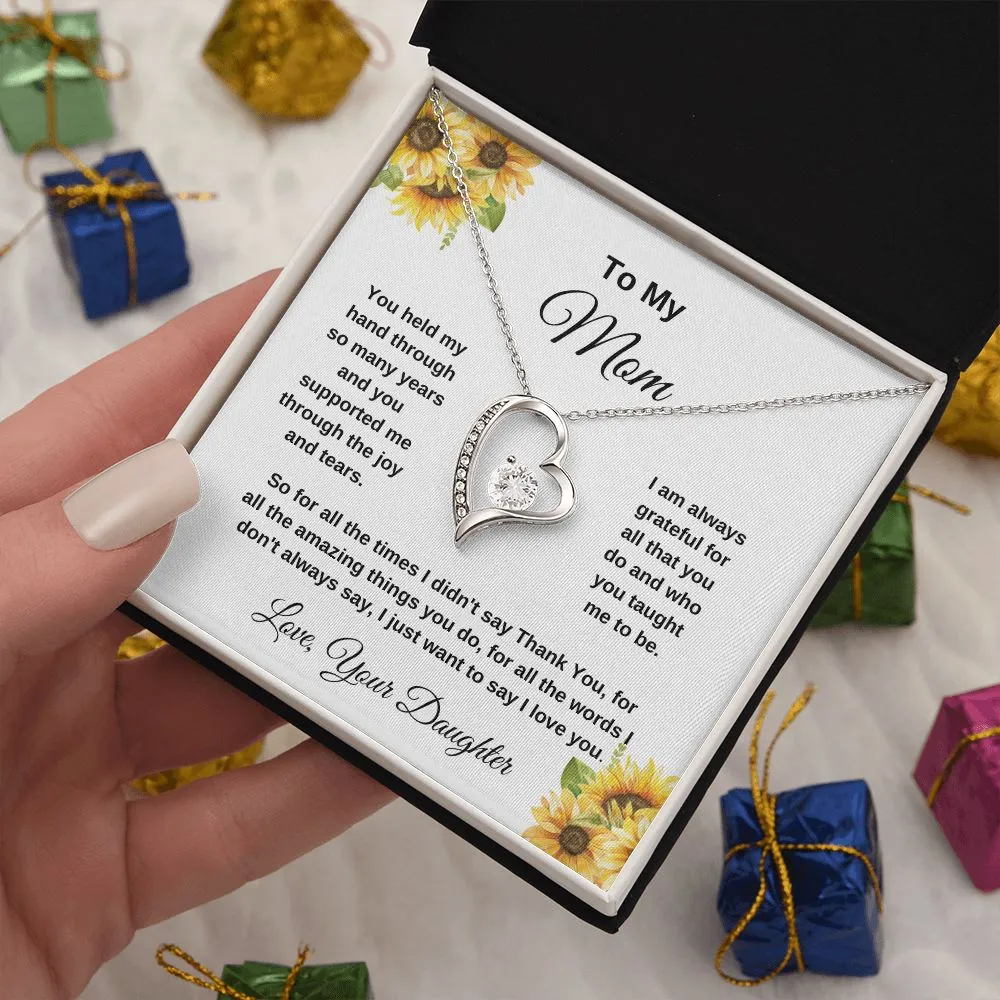 To My Mom Love Your Daughter Sunflowers Heart Necklace