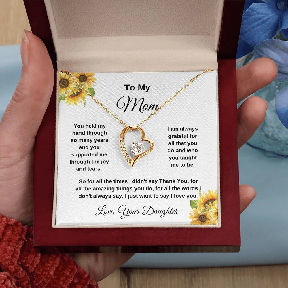 To My Mom Love Your Daughter Sunflowers Heart Necklace