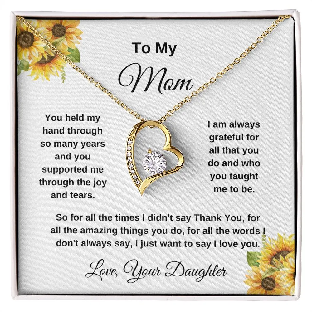 To My Mom Love Your Daughter Sunflowers Heart Necklace