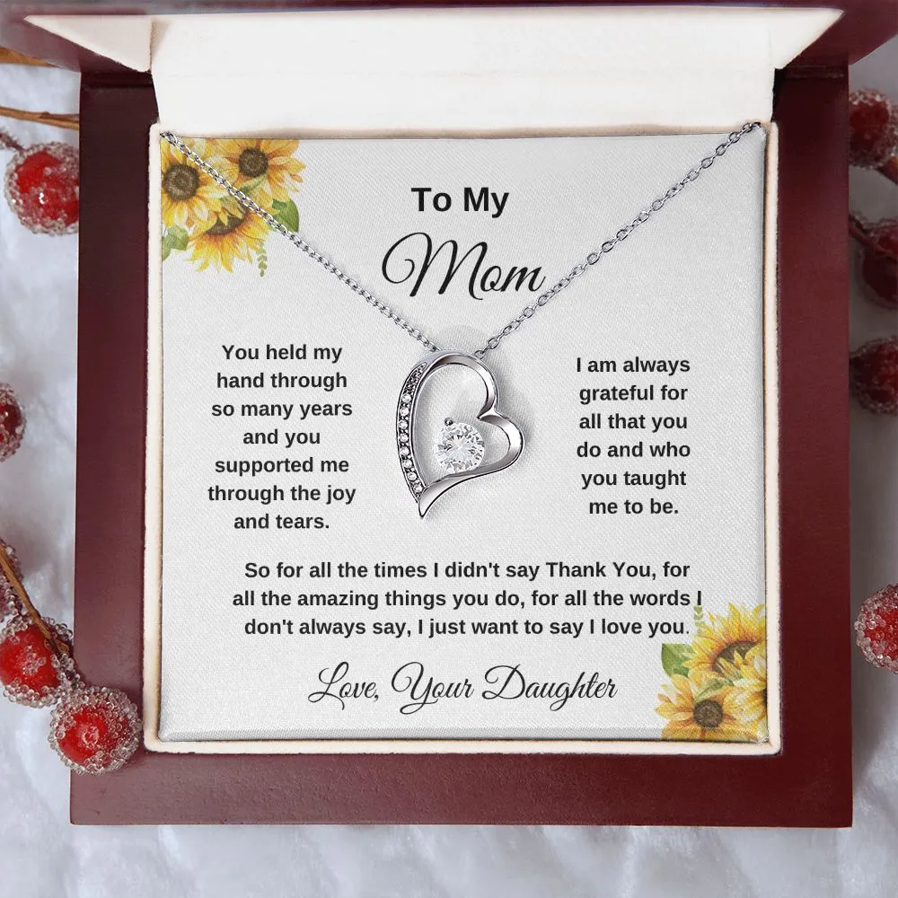 To My Mom Love Your Daughter Sunflowers Heart Necklace