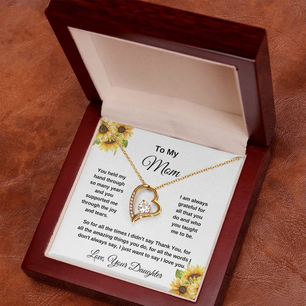 To My Mom Love Your Daughter Sunflowers Heart Necklace