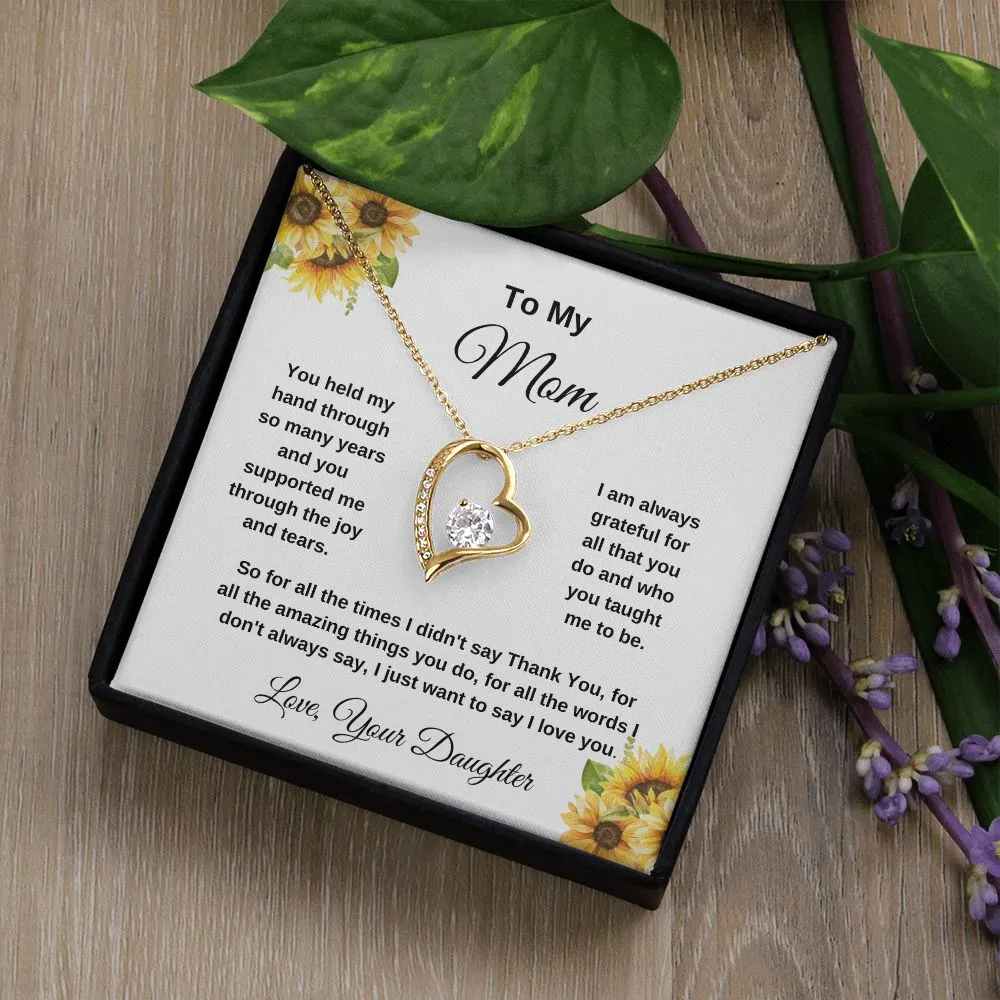 To My Mom Love Your Daughter Sunflowers Heart Necklace