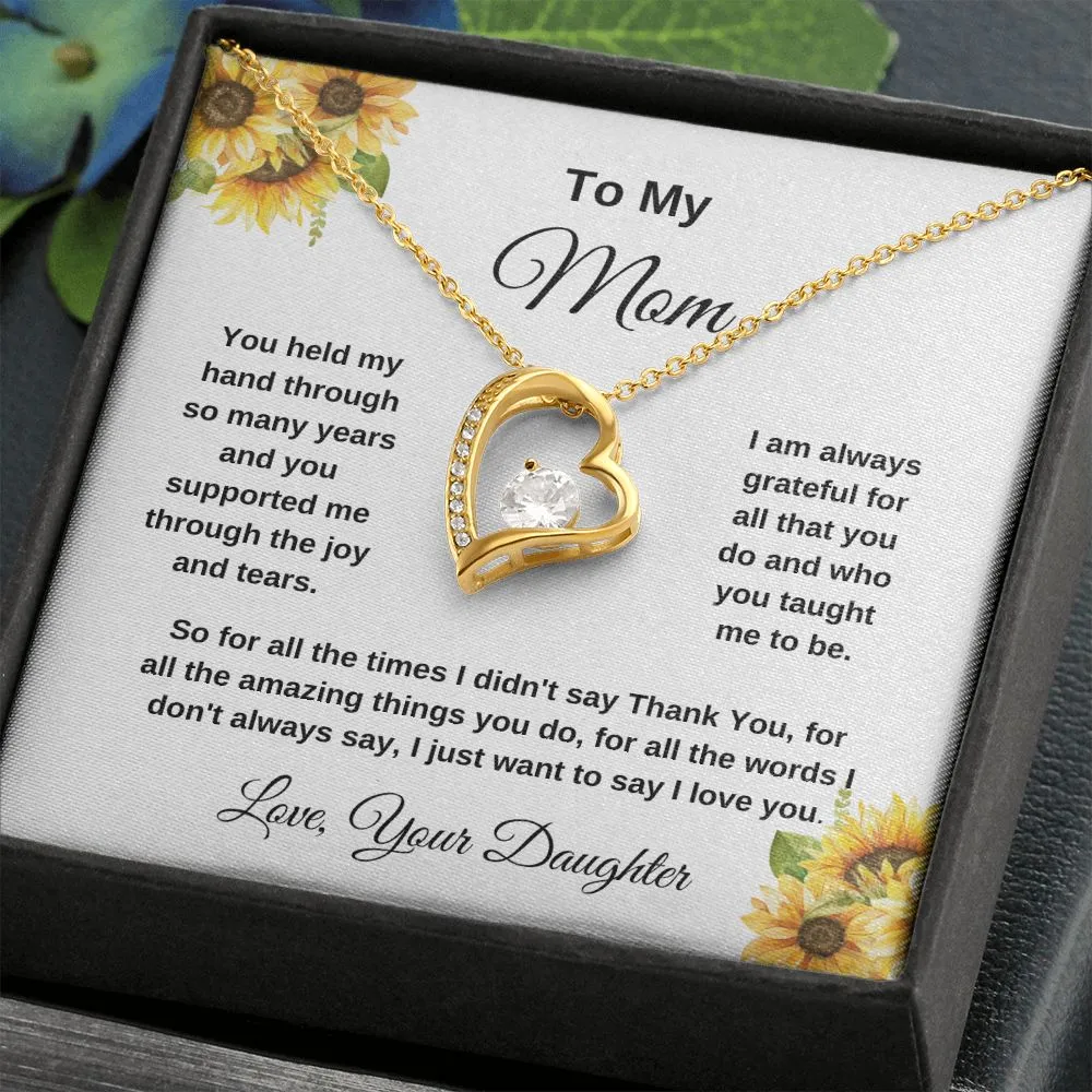 To My Mom Love Your Daughter Sunflowers Heart Necklace