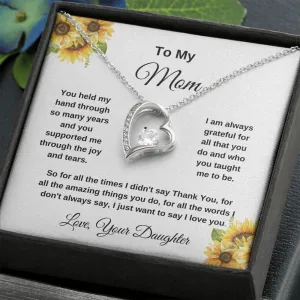 To My Mom Love Your Daughter Sunflowers Heart Necklace