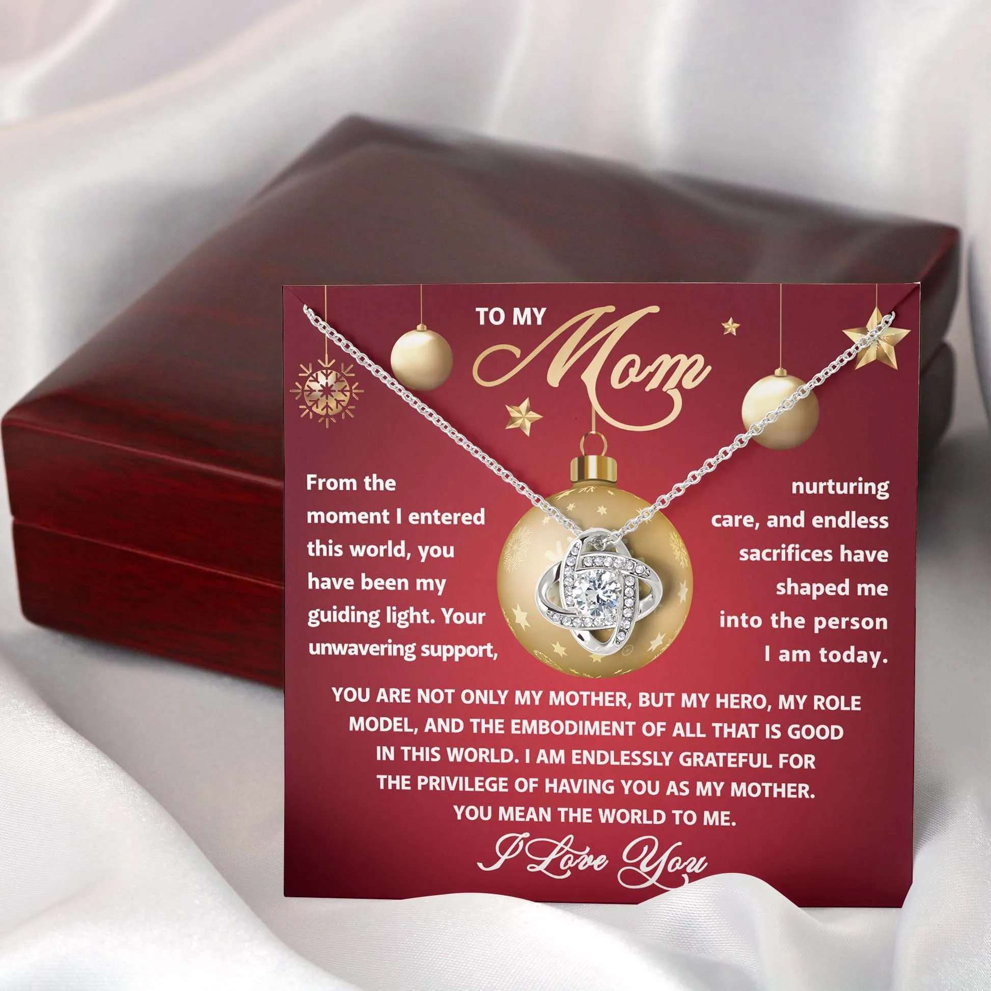 To My Mom My Role Model Love Knot Pendant Necklace, Gift For Mom