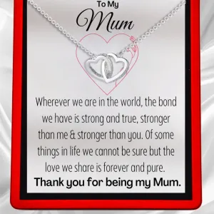 To My Mum 'Strong Bond' - Interlocking Silver Hearts Necklace Mum12