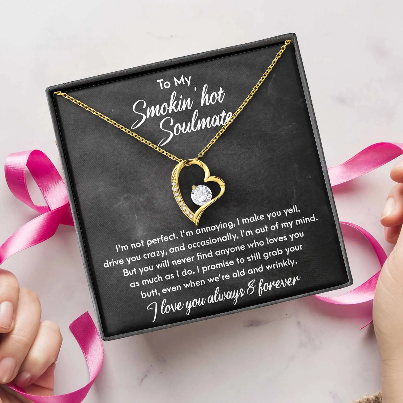 To My Smokin' Hot Soulmate I Love You Always & Forever, Forever Love Necklace Gift For Her