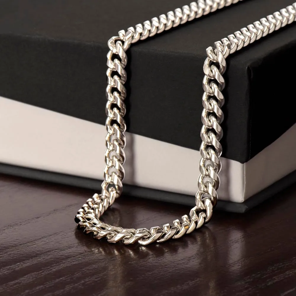 To My Son - Be A Warrior Cuban Link Necklace For Him with Message Card