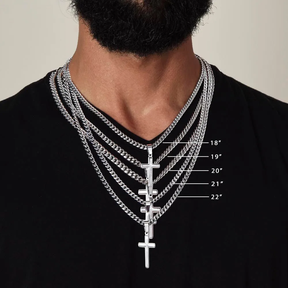 To My Son From Dad Viking Cross Necklace On Cuban Chain, Viking Son, Viking Dad Son Cross, To My Son Love Dad, Gift To Son From Dad (No Engraving)