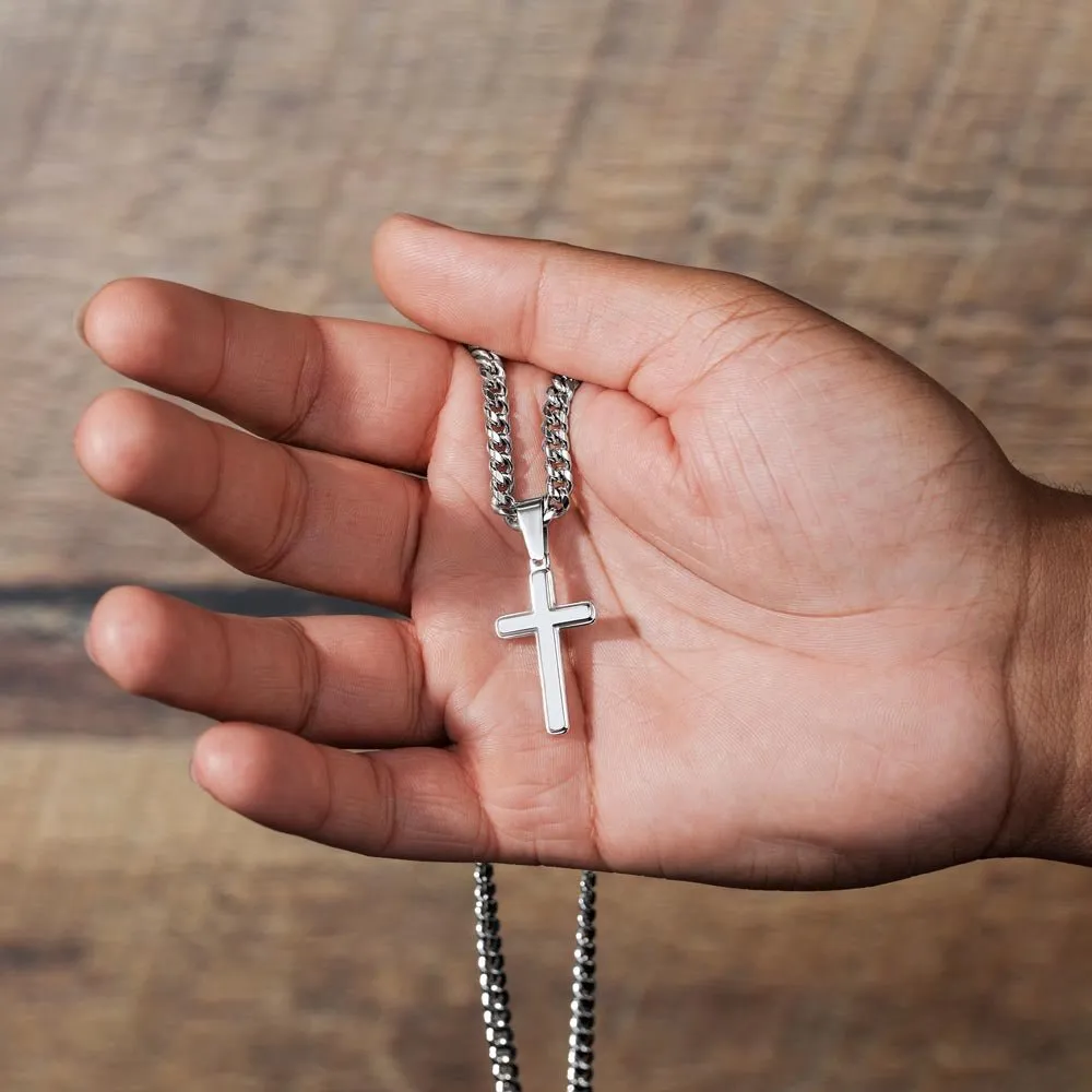 To My Son From Dad Viking Cross Necklace On Cuban Chain, Viking Son, Viking Dad Son Cross, To My Son Love Dad, Gift To Son From Dad (No Engraving)