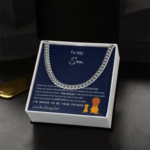 To My Son , I'm Proud To Be Your Father , Cuban Chain, Son Gift From Dad, Father Son Gift