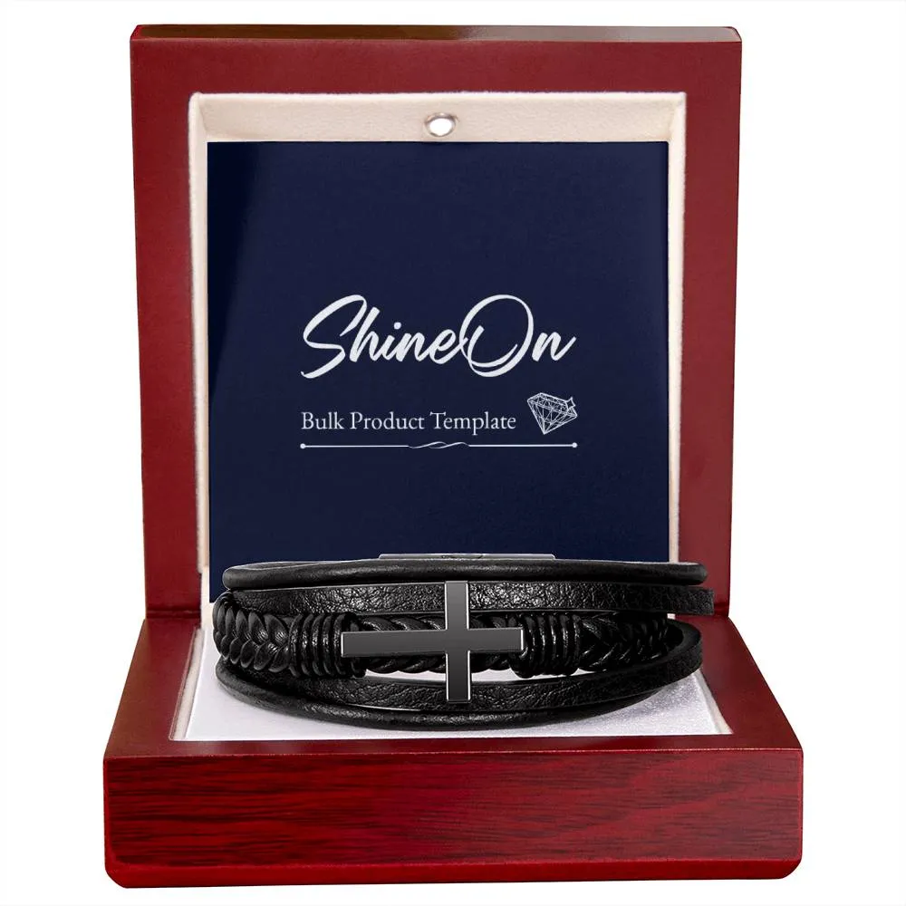 To My Son l Men's Cross Leather Bracelet