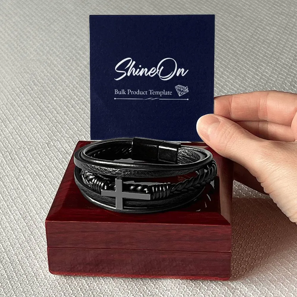 To My Son l Men's Cross Leather Bracelet