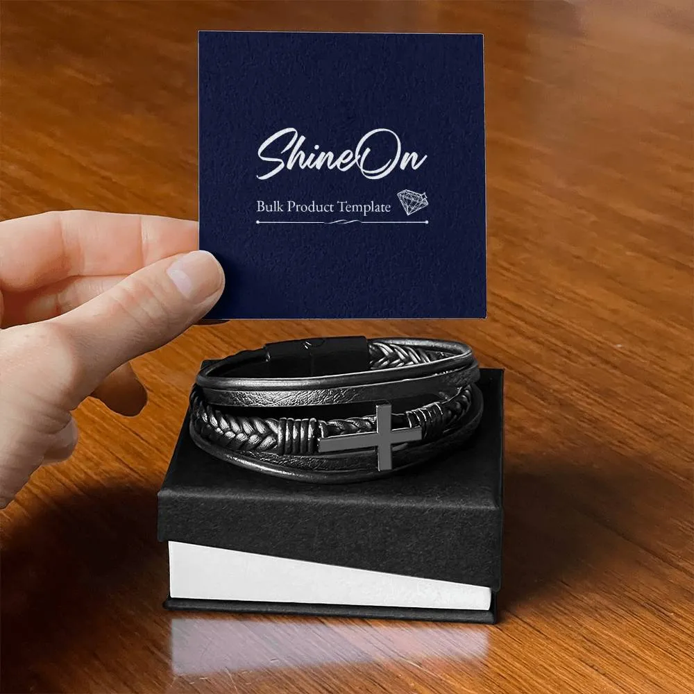 To My Son l Men's Cross Leather Bracelet