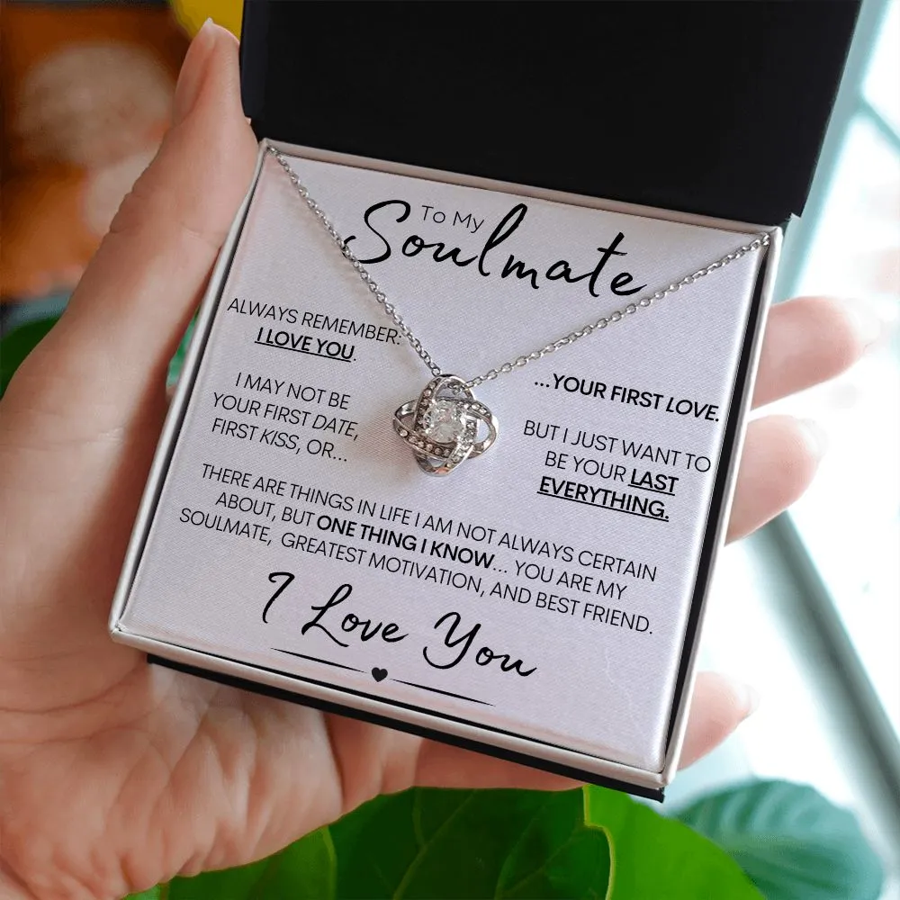To My Soulmate - Always Remember I Love You - 14k White Gold Necklace and Poem Card