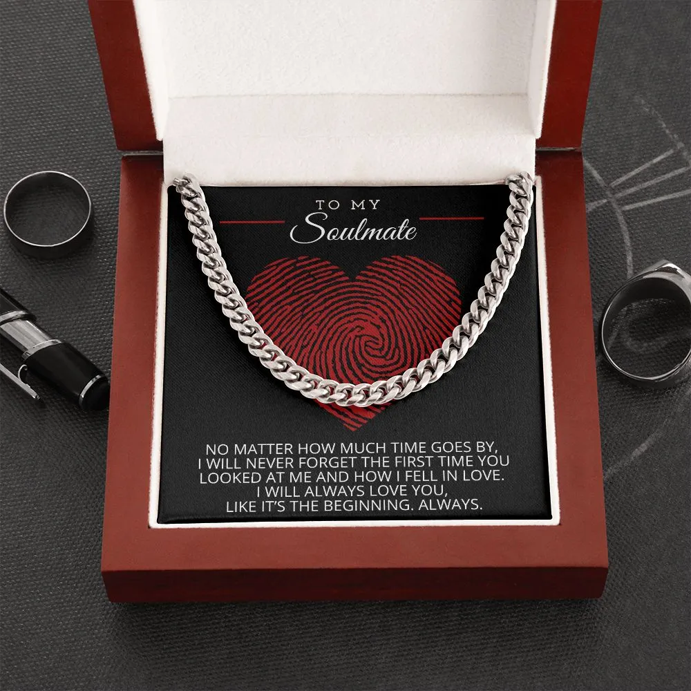 To My Soulmate Cuban Chain Link Men's Necklace with Message Card - CubanM19