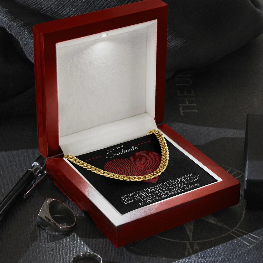 To My Soulmate Cuban Chain Link Men's Necklace with Message Card - CubanM19