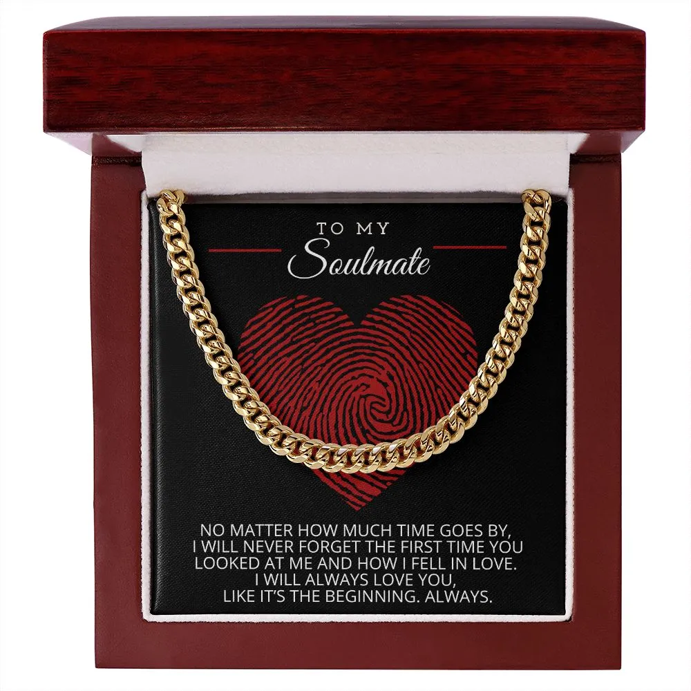 To My Soulmate Cuban Chain Link Men's Necklace with Message Card - CubanM19