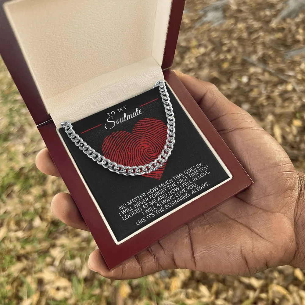To My Soulmate Cuban Chain Link Men's Necklace with Message Card - CubanM19