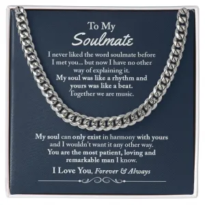 To My Soulmate Cuban Chain Necklace
