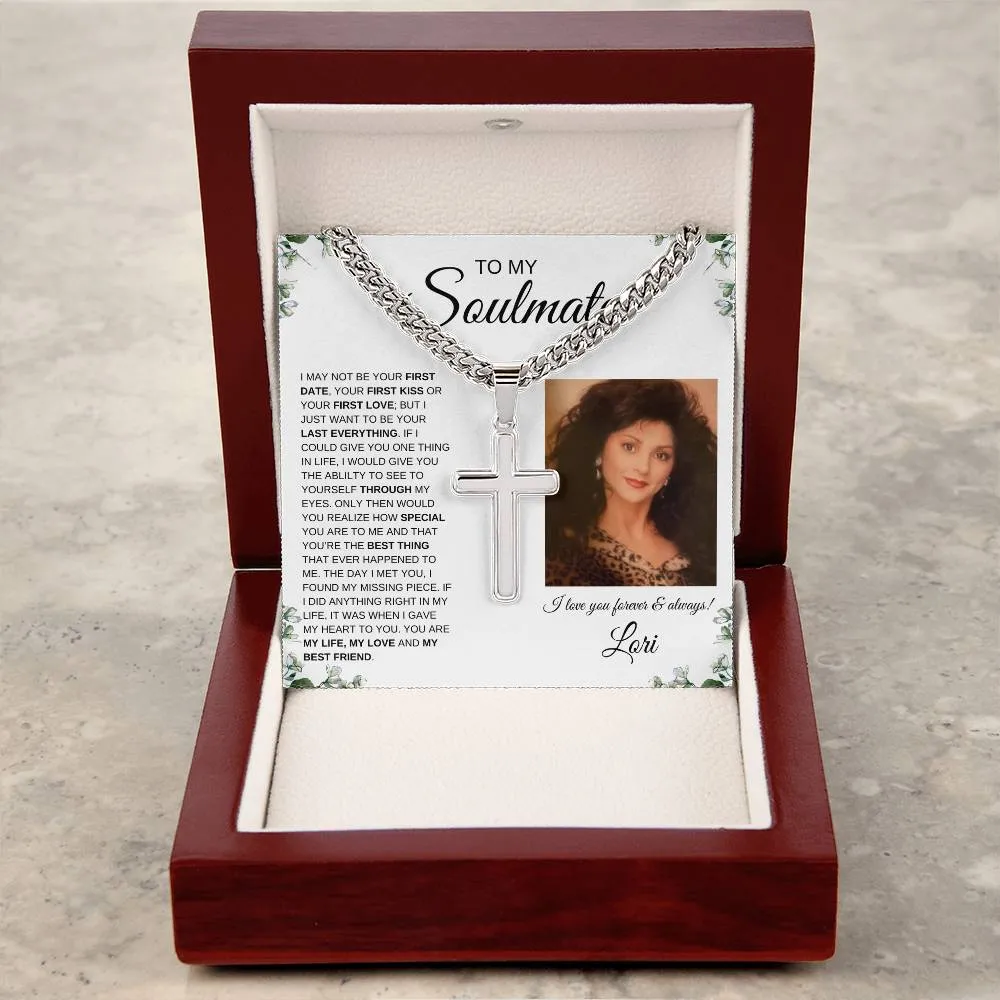 To My Soulmate | Cuban Chain with Artisan Cross Necklace | Personalized Message Card | IVY