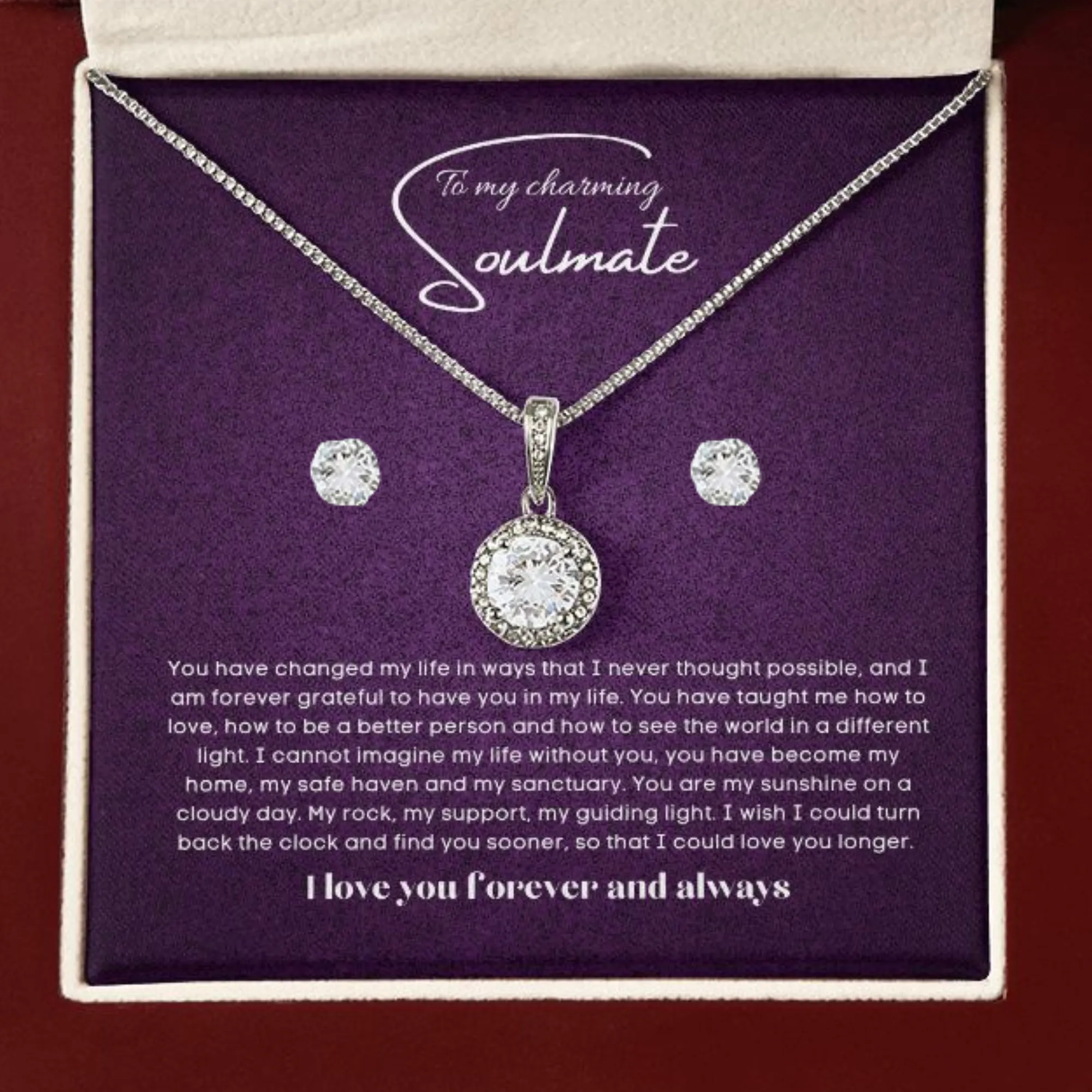To my soulmate hop necklace and earrings set for anniversary or Valentine's day
